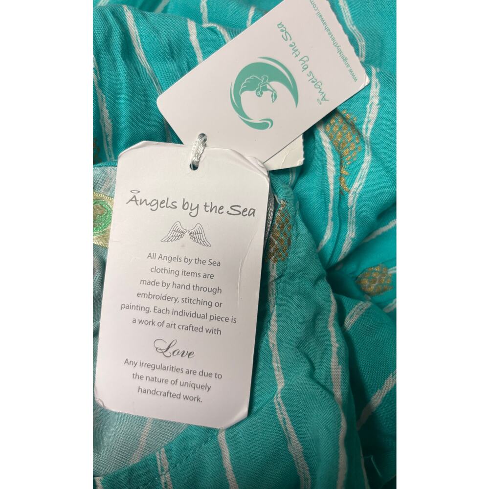 Angels by the Sea Hawaii Girls Dress Pineapple Teal Stripe Rayon Size 10 New - Picture 7 of 8